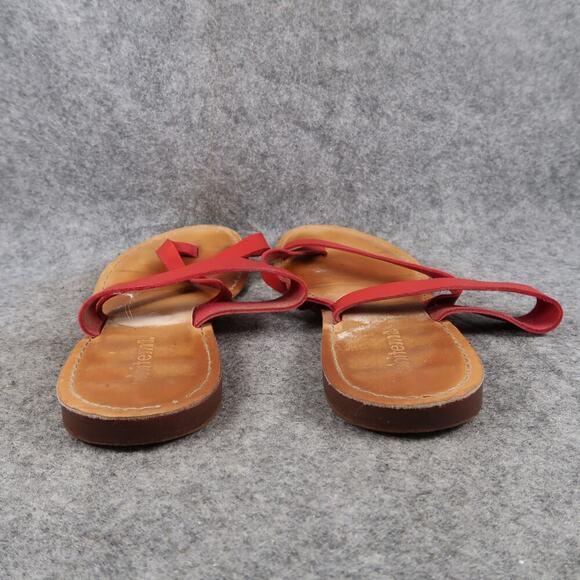 White Mt Shoes Womens 8 Sandals Slip On Casual Toe Ring Flat Red Boho Summer - Picture 4 of 9